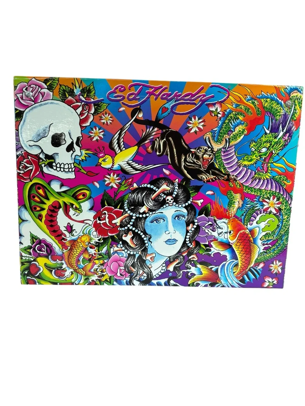 Ed Hardy x Lisa Frank Hanging File Box Skull Dragon Geisha Koi Organizer Rare